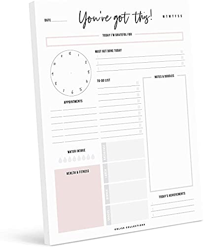 Bliss Collections Daily Planner Tear Off Pad, 50 Undated Sheets