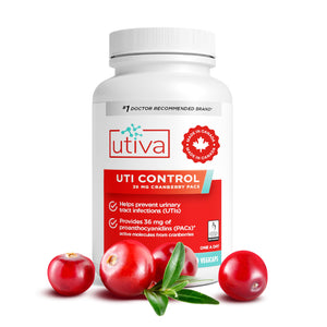 Utiva UTI Control Cranberry PACs - #1 Doctor- Recommended for UTI prevention - 36mg PACs for Urinary Tract Infection Avoidance - Supplement for Urinary Tract Health for Women and Men – Cranberry Extract Pills for urinary & bladder health, 30 Vegi Capsules