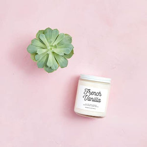 Bougie parfumée à la vanille française Kim and Pom pour la maison et le spa - 100 % cire de soja, végétalienne