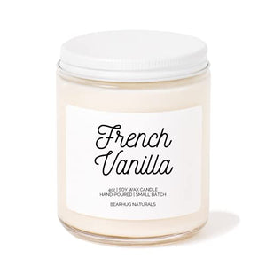 Kim and Pom French Vanilla Scented Candle for Home and Spa - 100% Soy Wax, Vegan