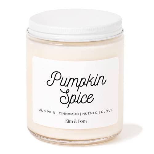Kim and Pom Fall Candles - Pumpkin Spice 100% Soy Wax, Vegan