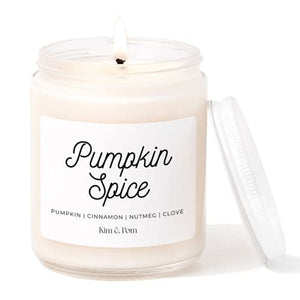 Kim and Pom Fall Candles - Pumpkin Spice 100% Soy Wax, Vegan