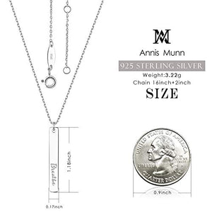 925 Sterling Silver Bar Pendant Necklace Engraved 'Breathe"