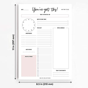Bliss Collections Daily Planner Tear Off Pad, 50 feuilles non datées