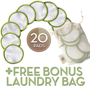 Reusable Makeup Remover Pads (20 Pack) With Washable Laundry Bag