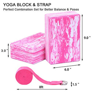 Yoga Blocks (Set of 2) and Yoga Strap Set