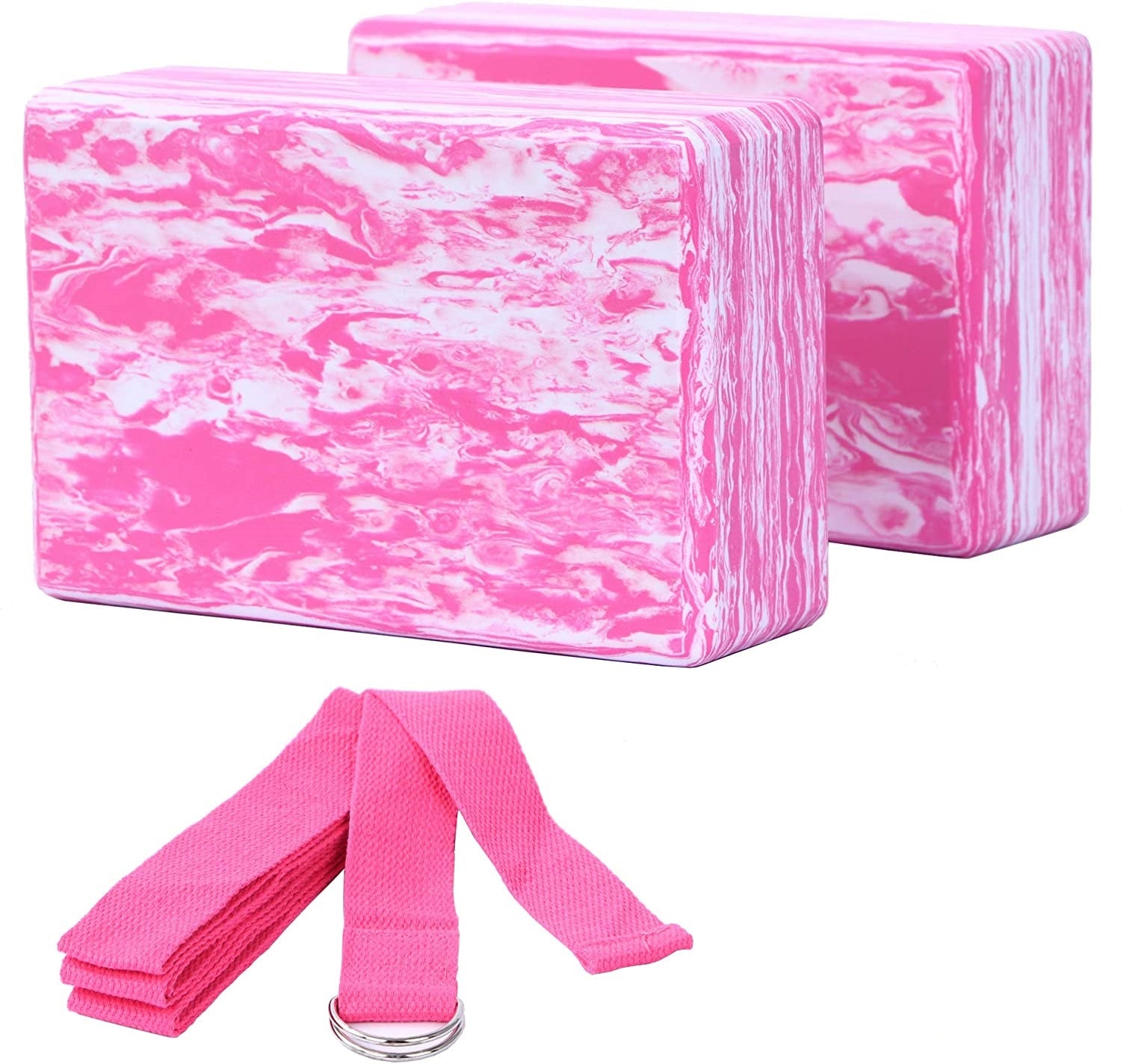 Yoga Blocks (Set of 2) and Yoga Strap Set